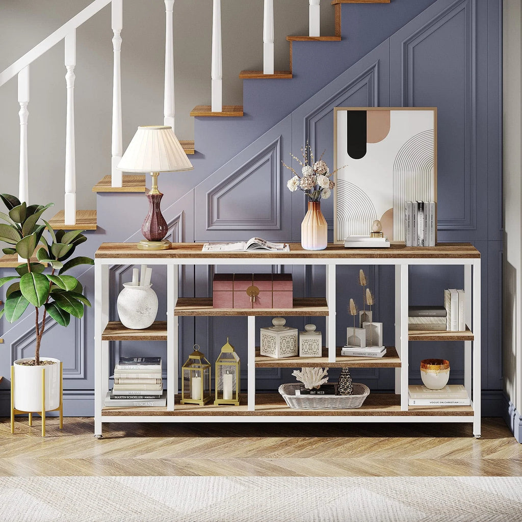 70.9 Inch Console Sofa Table with Storage, 3-Tier Entryway Table for Hallway
