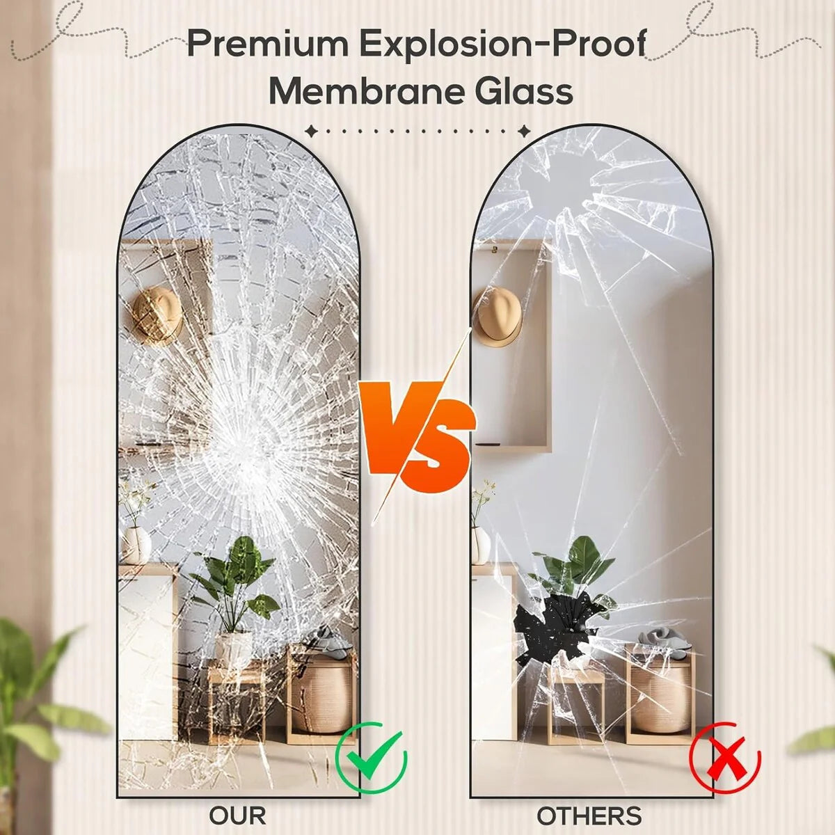 Full Length Mirror with Stand, Aluminum Alloy Frame Full Body Floor Mirror for Bedroom and Cloakroom
