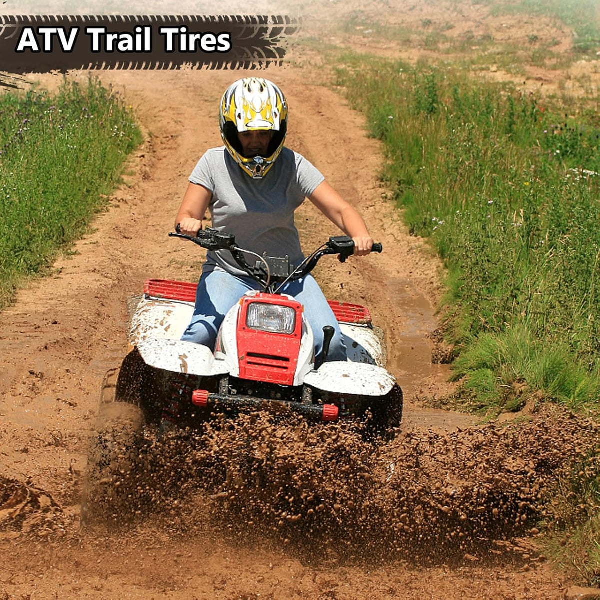 Set of 2 26x12-12 6PR All-Terrain ATV/UTV Off-Road Tires, Black