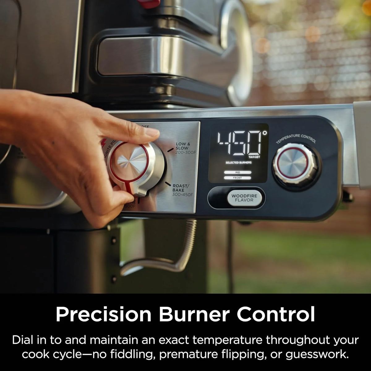 5-in-1 Electric and Propane Grill, 3-Burner Outdoor BBQ Grill and Smoker with Digital Controls, Griddle and Pizza Maker, Stainless Steel