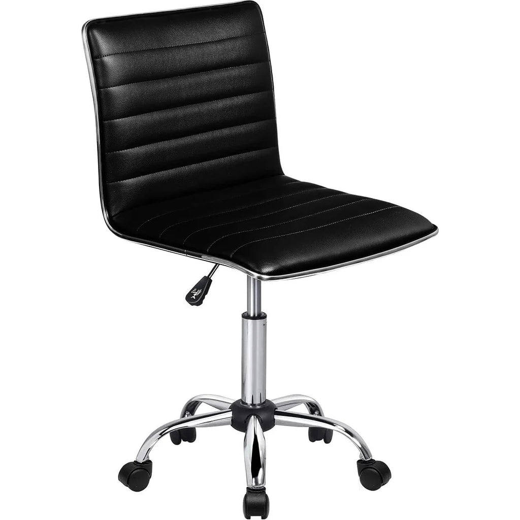 Adjustable Mid-Back Armless Swivel Office Chair, Ribbed Task and Vanity Chair for Small Spaces