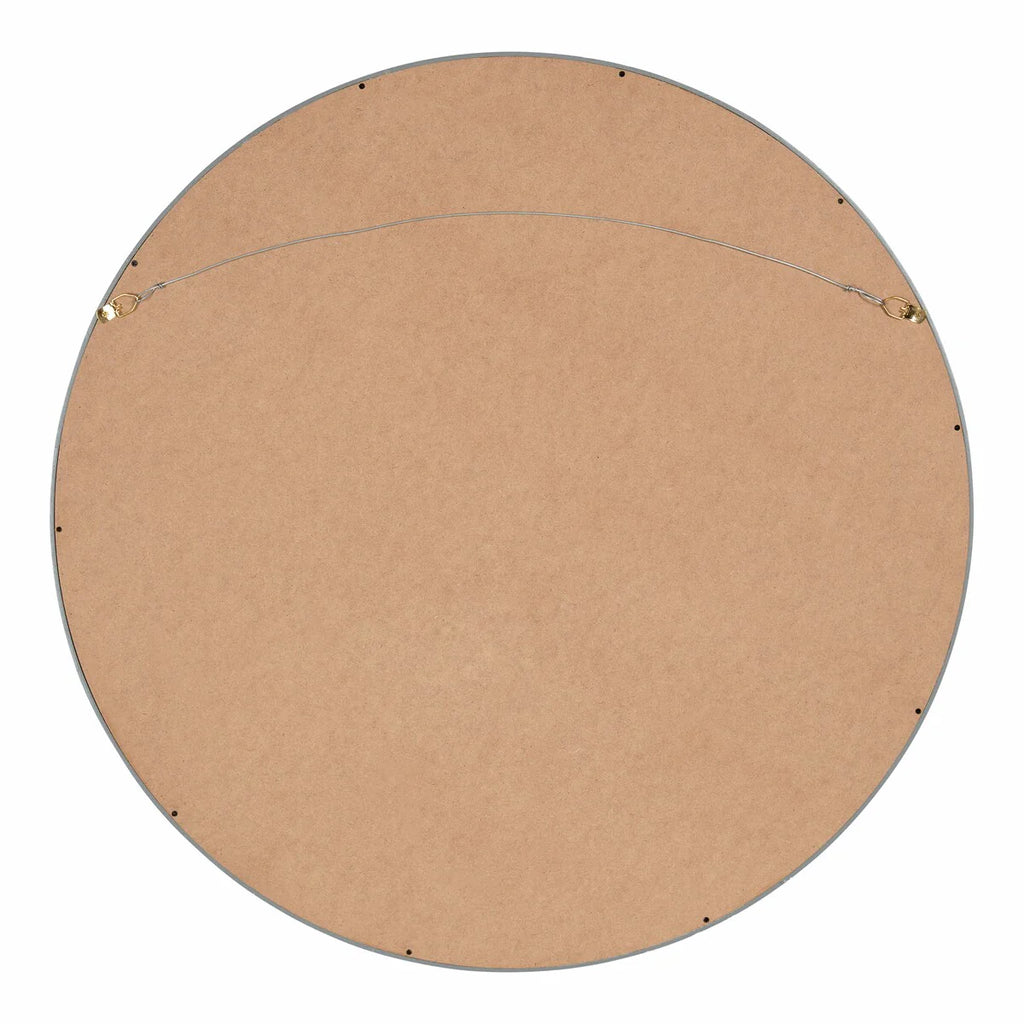 Round Wood Accent Wall Mirror, Modern Decorative Wooden Frame Mirror for Living Room, Bedroom and Entryway