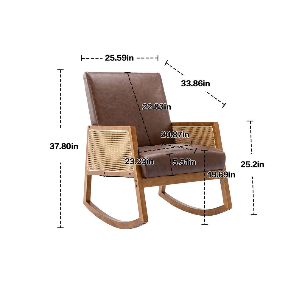 Upholstered Tall Back Rocking Chair, Smooth Gliding Accent Armchair for Comfortable Living Room Seating