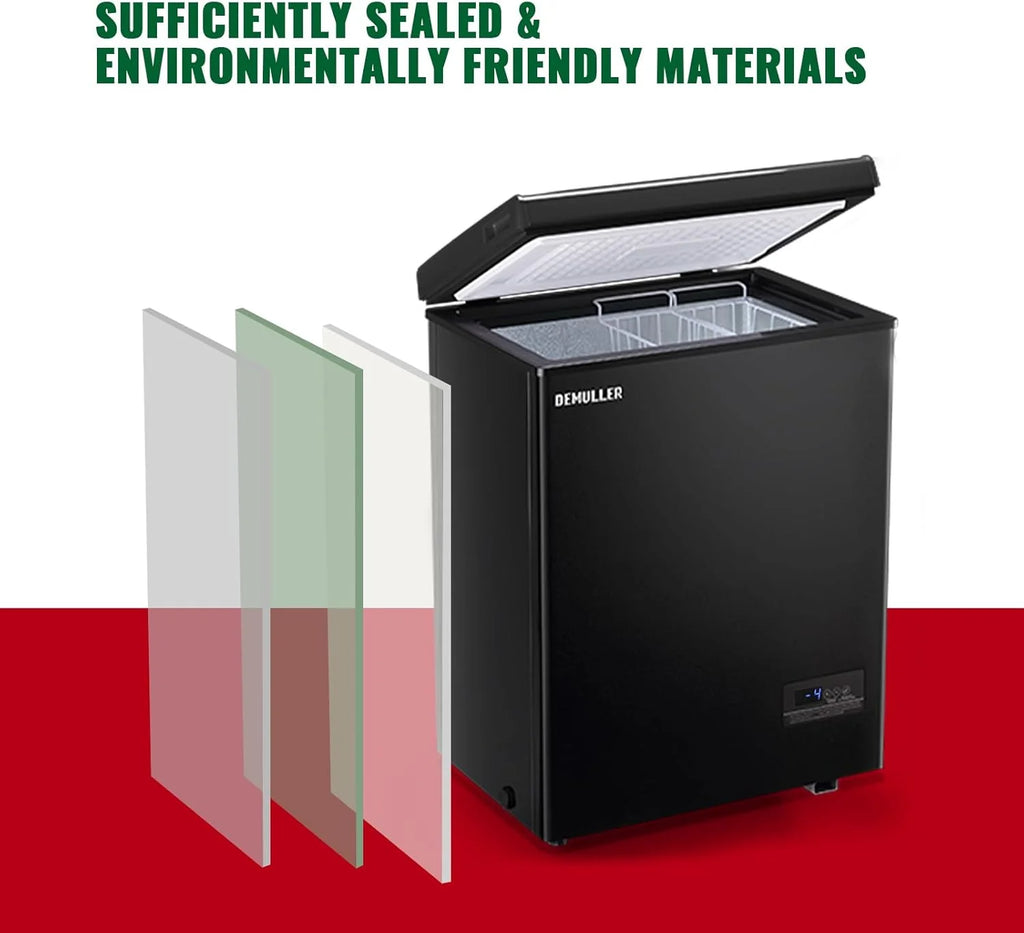 5.0 Cu. Ft. Chest Freezer with 2 Removable Stainless Steel Baskets, Electronic Control, 41°F to -15°F, Black