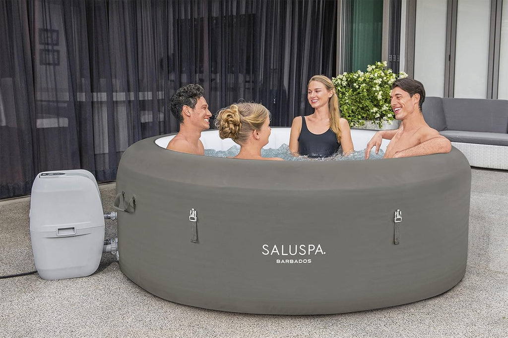 71 x 26-Inch Inflatable Hot Tub Spa for 2-4 Persons, Portable, with 2 Covers, Black