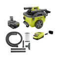 18V Cordless 6-Gallon Wet/Dry Vacuum Kit with 4.0Ah Battery, Charger and Accessories