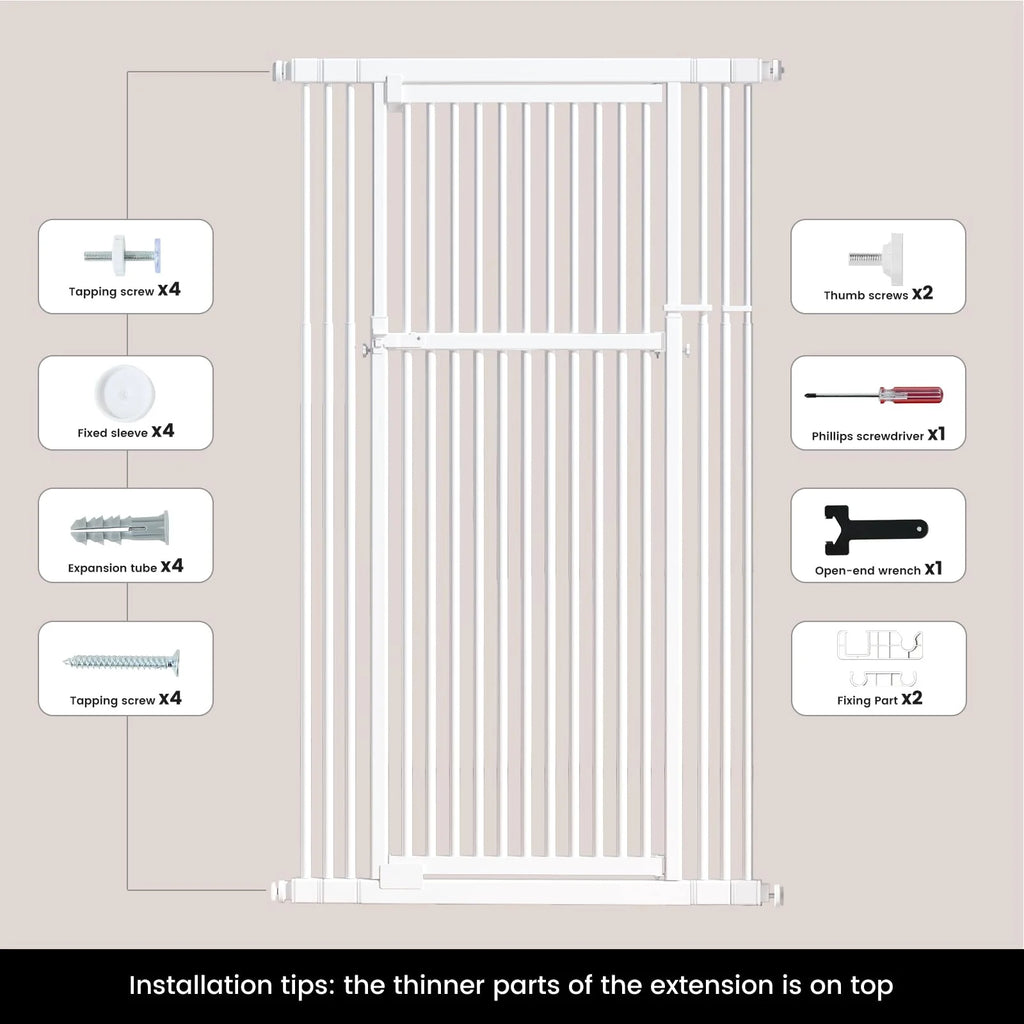 Extra Tall Cat Gate 51"-87", Wide Adjustable Pet Safety Gate for Doorways and Home