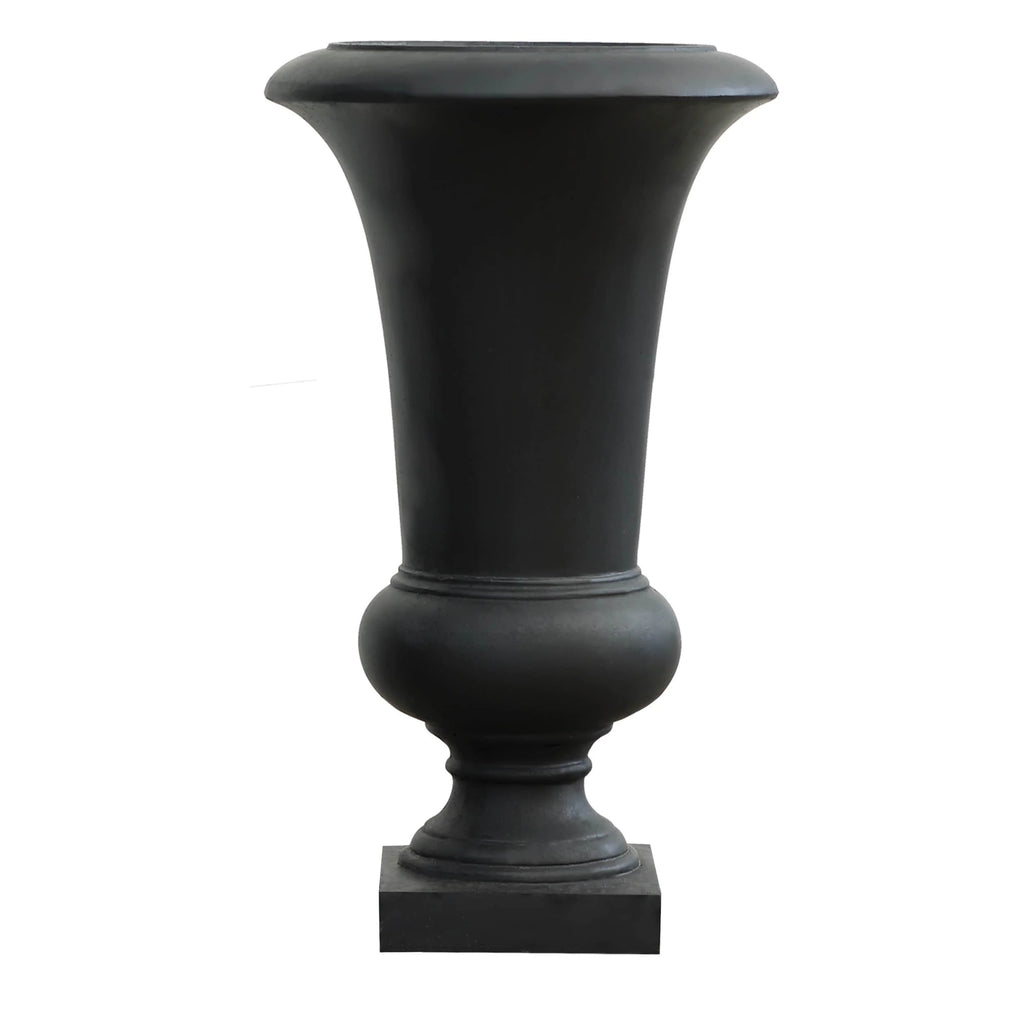 22.75" Tall Handmade Fiber Stone Urn Planter Pot, Decorative Outdoor Garden Flower Container for Patio and Home