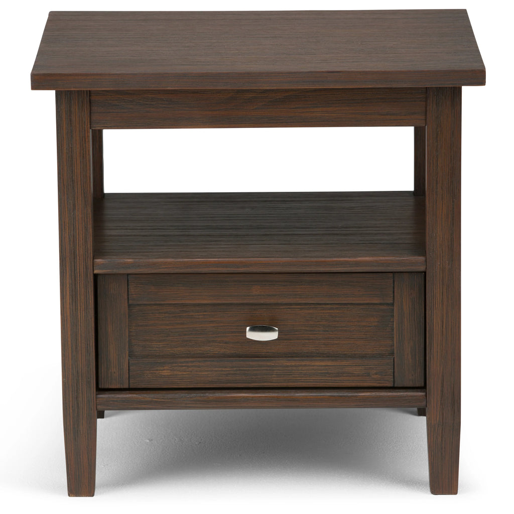 20 Inch Wide Solid Wood Rectangle End Table, Transitional Side Table