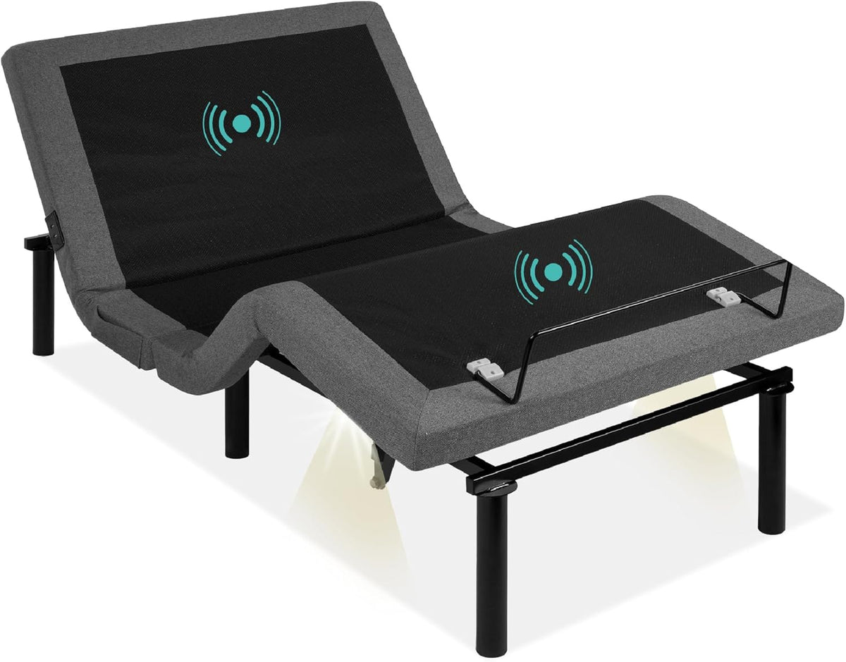 Twin XL Adjustable Bed Frame, Electric Adjustable Base with Wireless Remote Control, Night Light, Massage Function and 2 USB Ports
