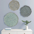 Textured Feather 3-Piece Metal Disc Wall Decor Set, Decorative Wall Art for Home