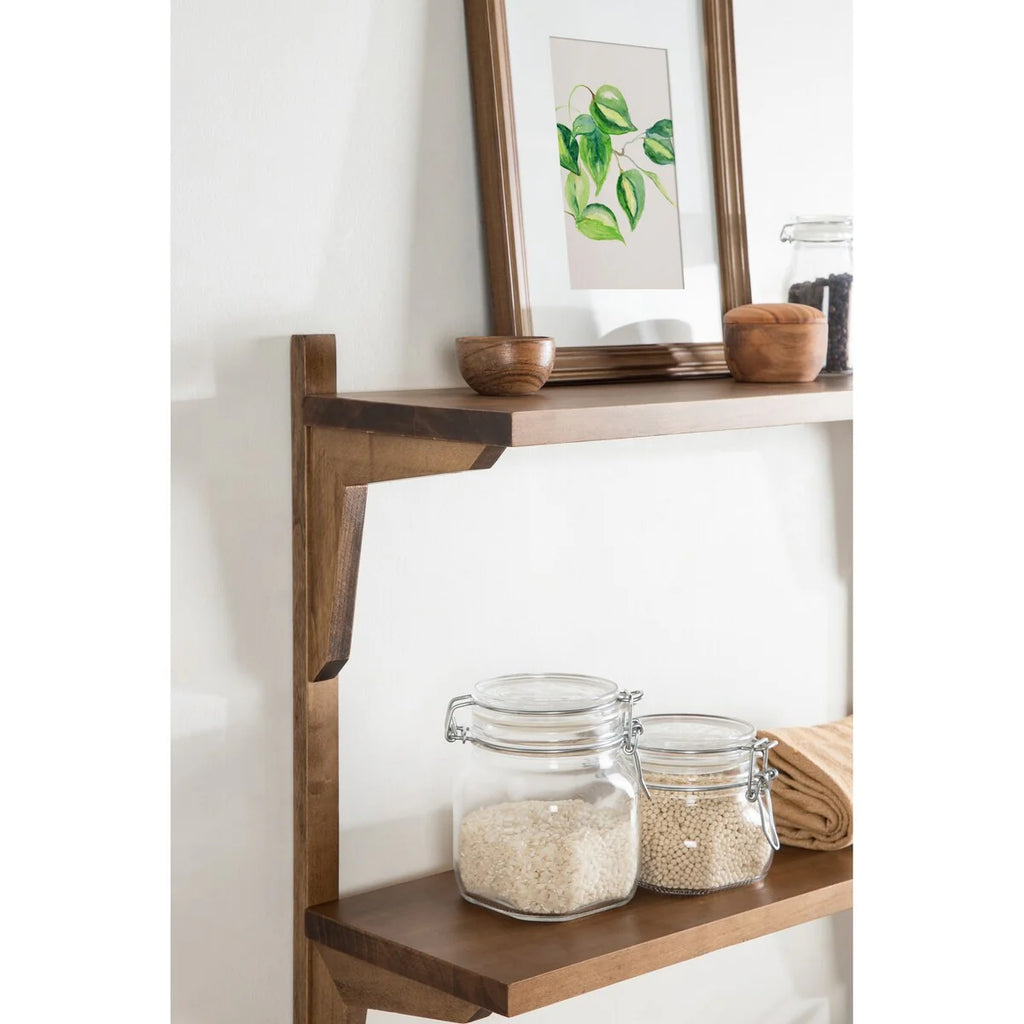 Mid-Century Wall Shelves, 24x8x24 Inch Decorative Wall Mounted Storage and Display Shelving for Home Decor