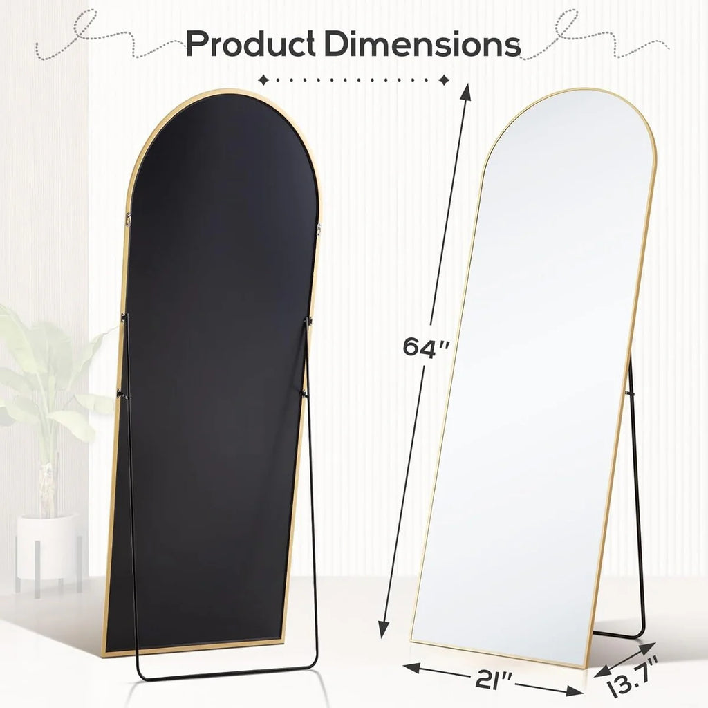 Full Length Mirror with Stand, Aluminum Alloy Frame Full Body Floor Mirror for Bedroom and Cloakroom