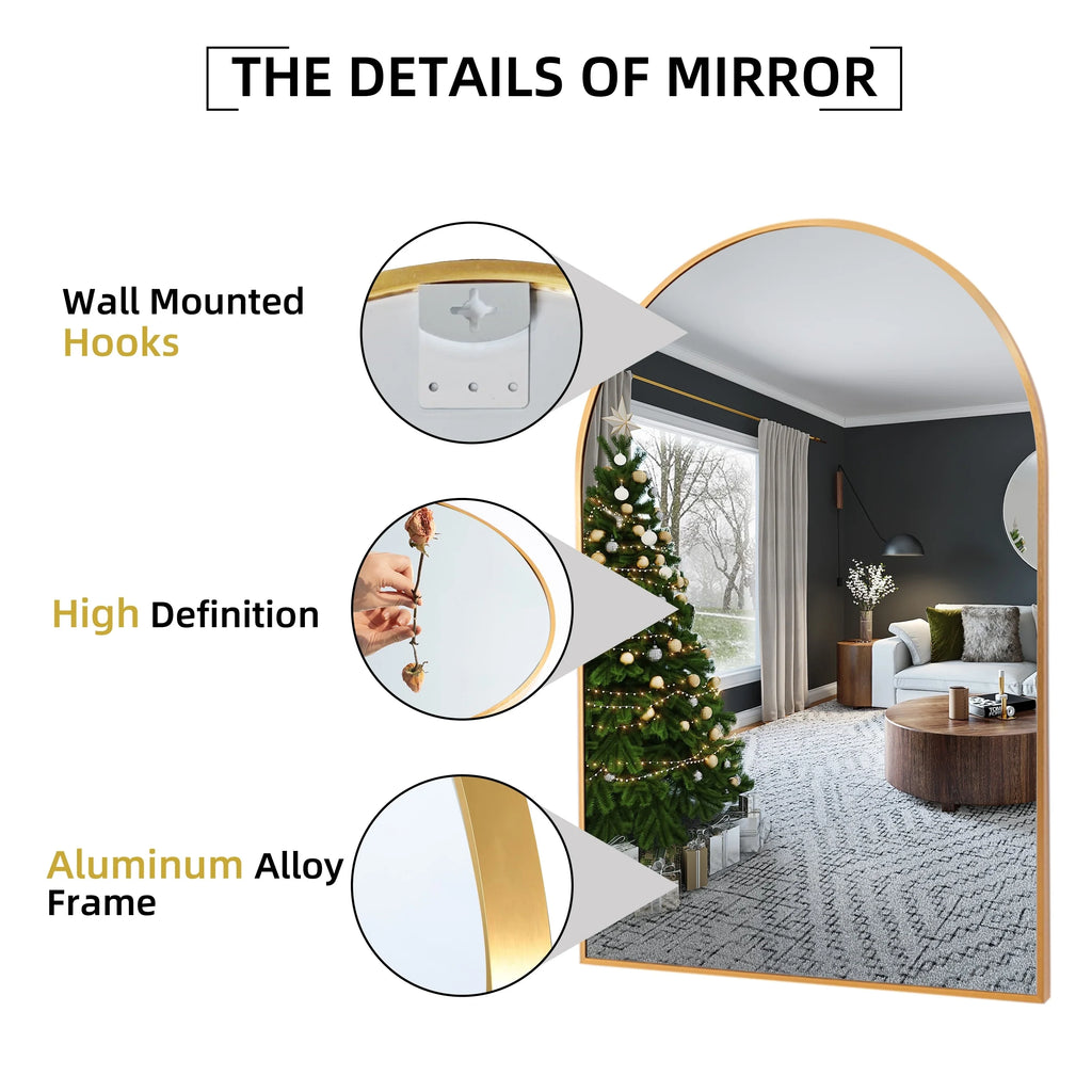 2 Pack 36x24 Inch Arched Bathroom Vanity Mirrors, Wall Mounted Decorative Mirrors for Bathroom and Bedroom