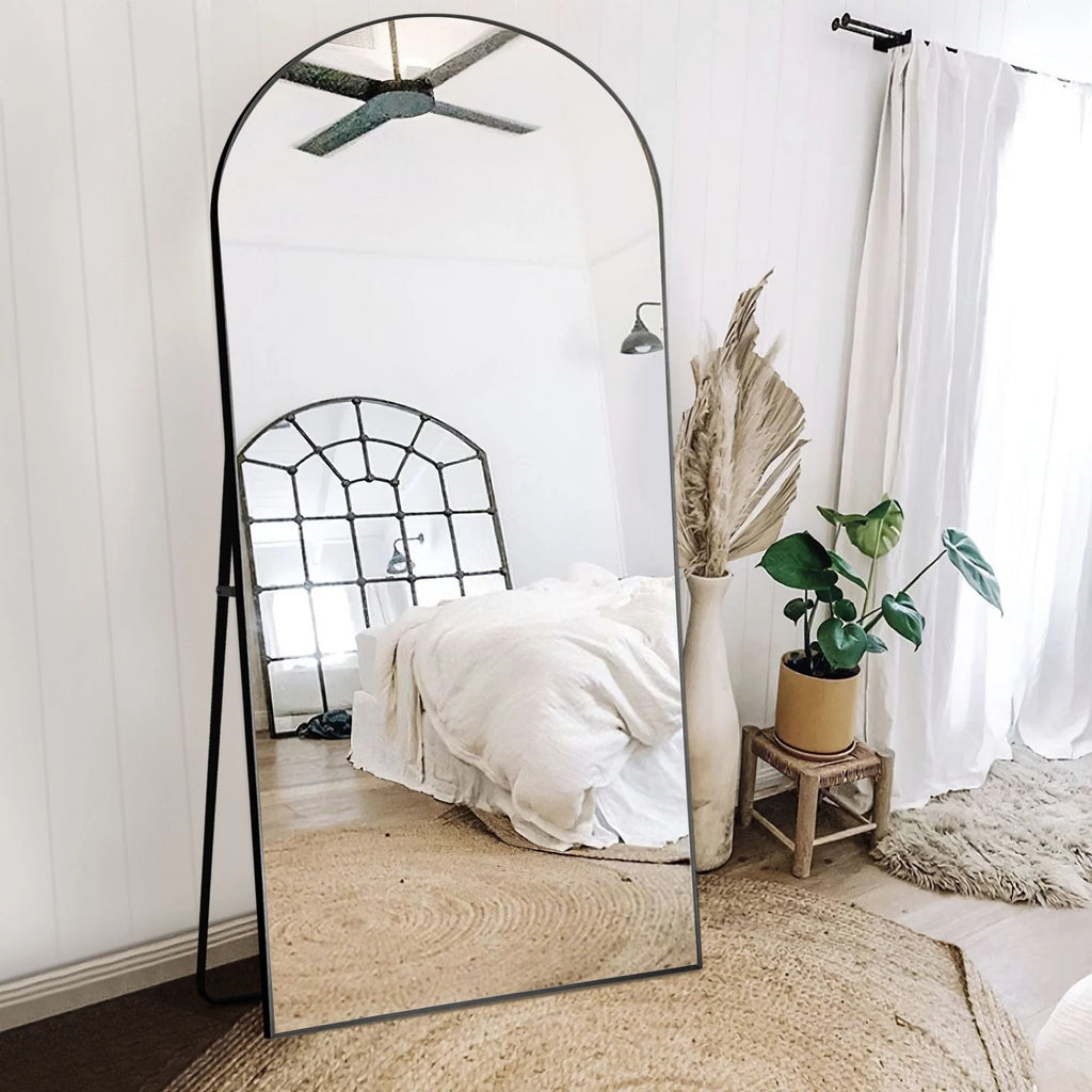Arched Full Length Floor Mirror, Large Full Body Standing and Wall Mounted Mirror for Bedroom, Living Room and Home Decor