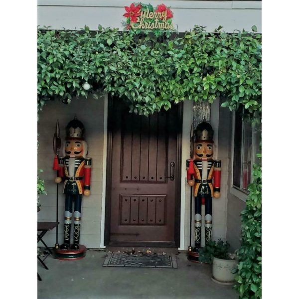 Pair of 6-Foot Tall Wooden Nutcracker Figures, Vintage-Style Holiday Decorations, Decorative Christmas Display