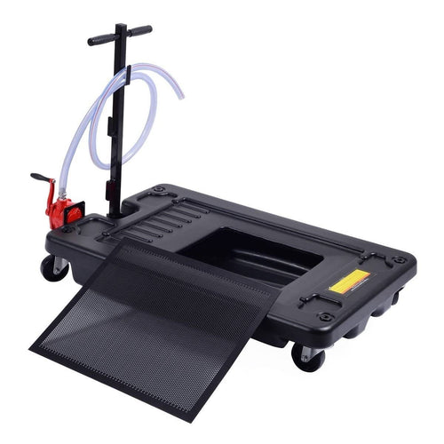 17 Gallon Portable Oil Drain Pan – Low Profile with Pump & 8ft Hose