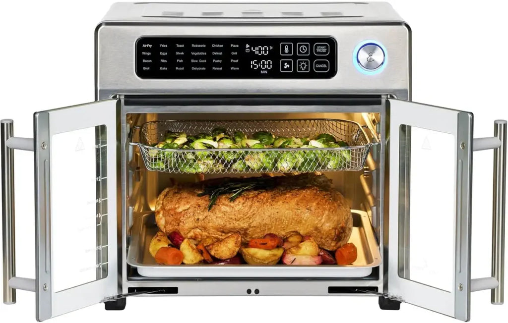 26-Qt. Extra-Large Air Fryer Convection Toaster Oven with French Doors, Stainless Steel