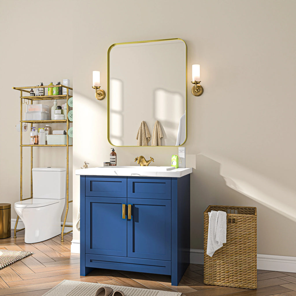 Aluminum Alloy Rounded Corner Vanity Mirror, Modern Wall Mounted Mirror for Bathroom, Bedroom and Home Decor