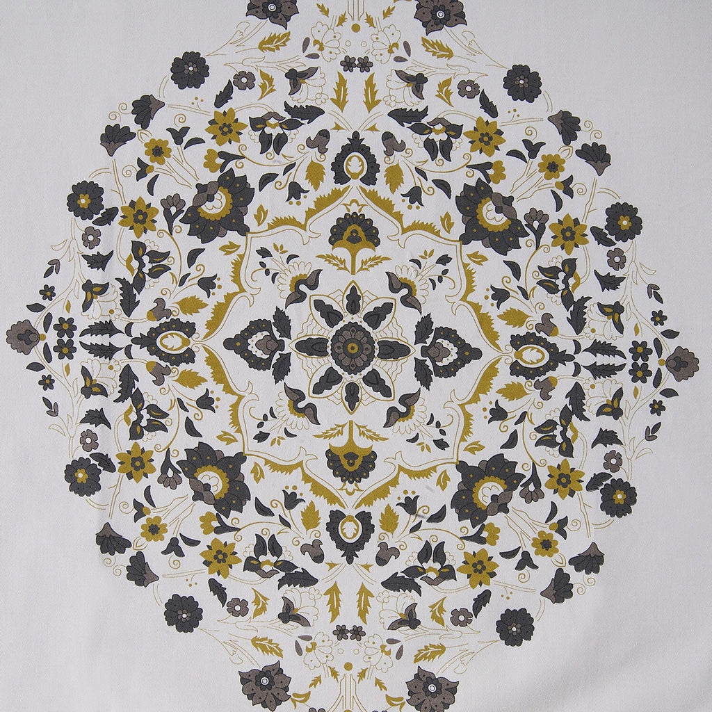 Medallion Damask Printed Cotton Room Darkening Curtain Panel, 1 Piece