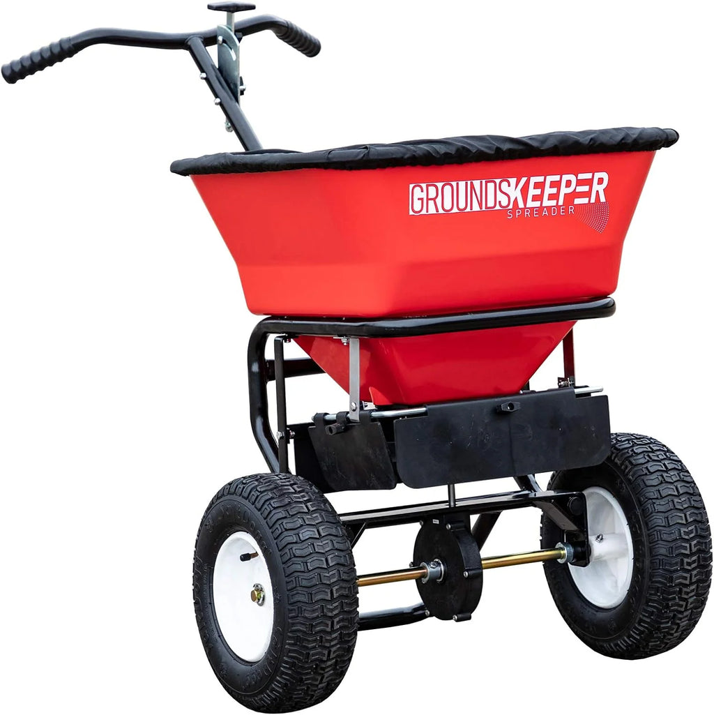 100-Lb. Walk-Behind Push Spreader for Grass Seed, Salt, De-Icer and Fertilizer
