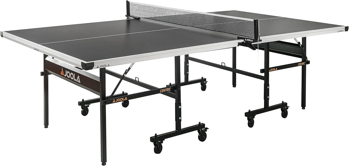Indoor Ping Pong Table with MDF Surface, Quick-Clamp Net Set, Foldable Design and Single-Player Playback Mode
