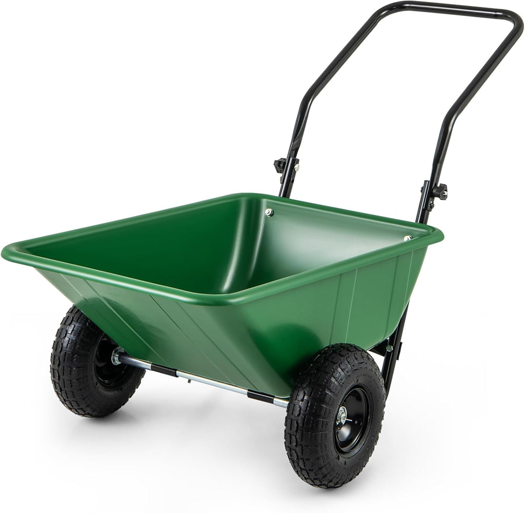 Dual-Wheel Wheelbarrow – Heavy-Duty Garden Cart with Pneumatic Tires, 330LBS Capacity