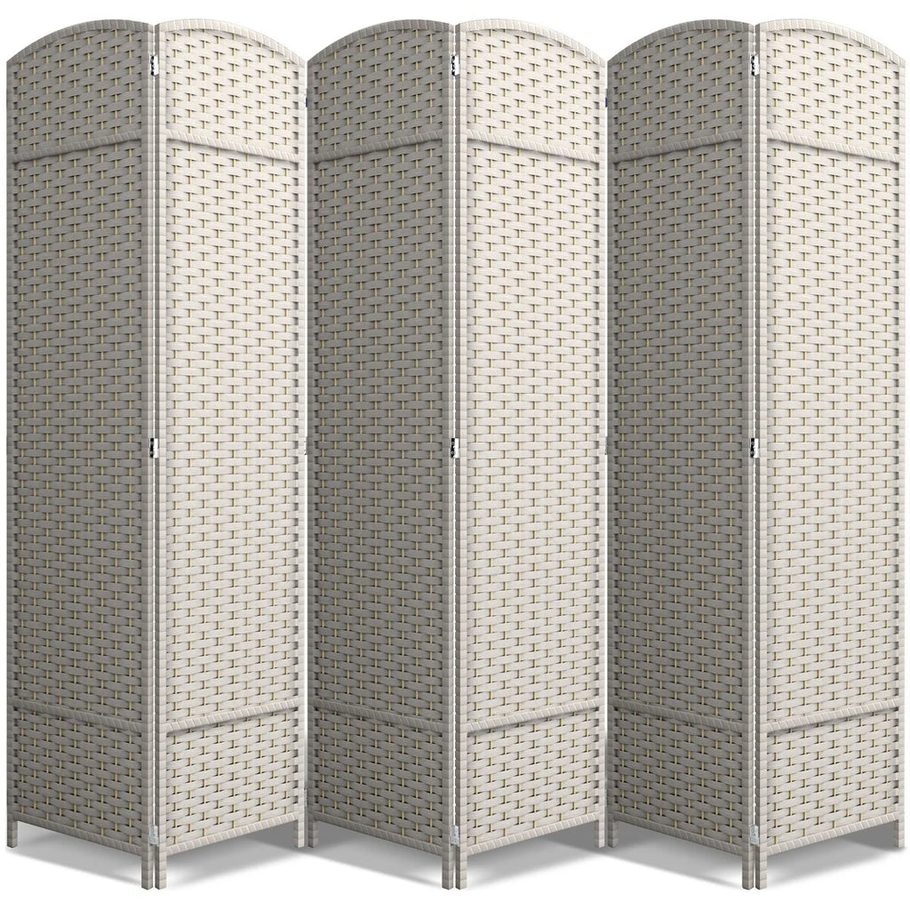 6 Panel Room Divider, 6ft Tall Extra Wide Folding Privacy Screen with Hand-Woven Mesh Panels