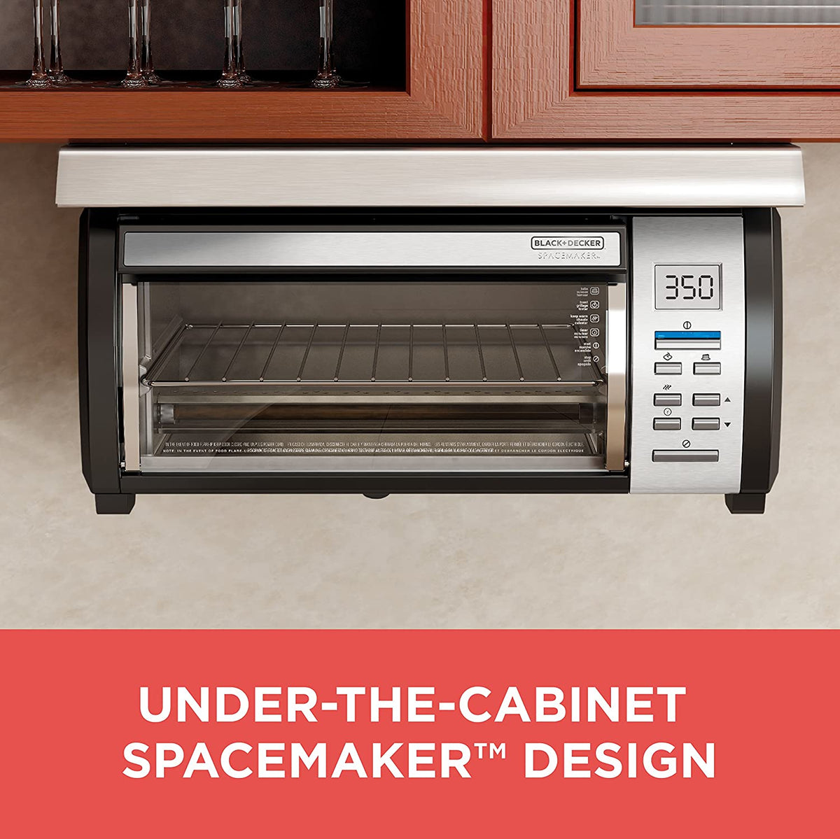Under-Counter Toaster Oven with Digital Controls, Black/Stainless Steel, Fits 9-Inch Pizza