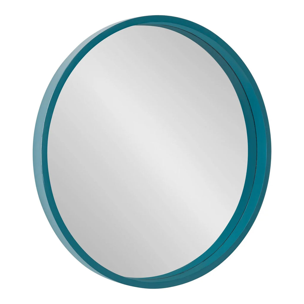 Round Wood Accent Wall Mirror, Modern Decorative Wooden Frame Mirror for Living Room, Bedroom and Entryway