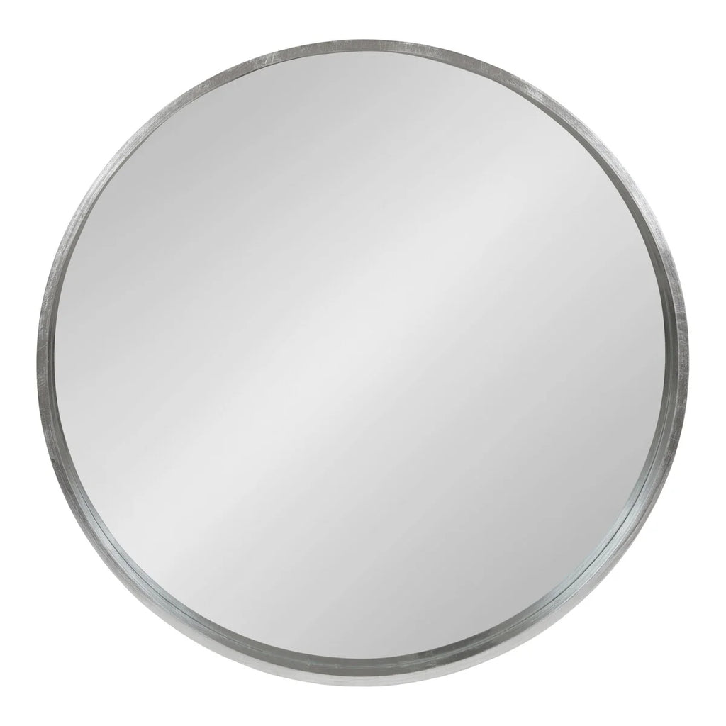 Round Wood Accent Wall Mirror, Modern Decorative Wooden Frame Mirror for Living Room, Bedroom and Entryway