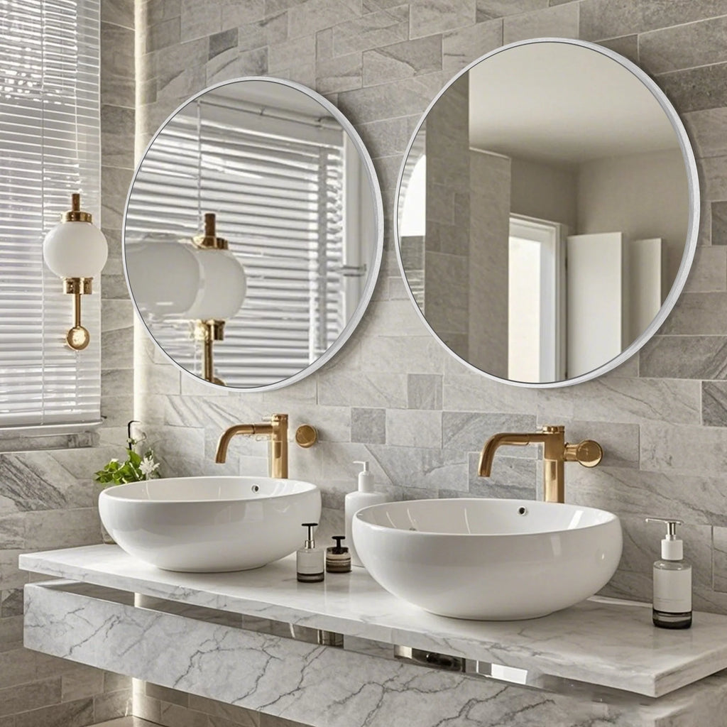 Modern Round Bathroom Vanity Mirror, Wall Mounted Circular Mirror for Bathroom, Bedroom and Home Decor