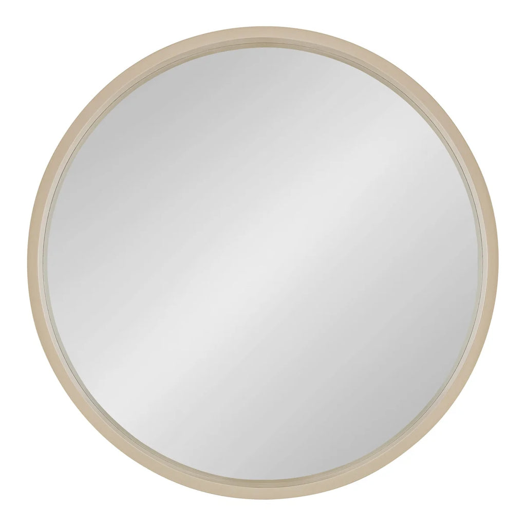 Round Wood Accent Wall Mirror, Modern Decorative Wooden Frame Mirror for Living Room, Bedroom and Entryway